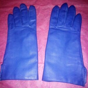 Vintage Fownes Blue Leather Gloves Size 6 1/2